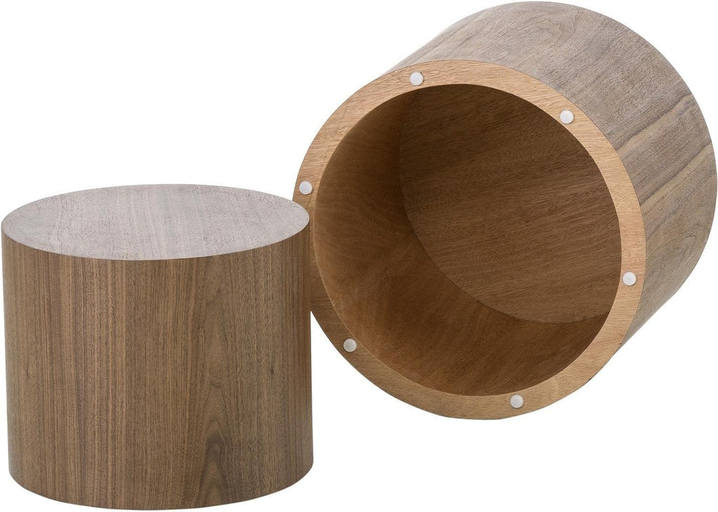 18.9' Round Nesting Coffee Table Set of 2,Wooden Circle Coffee and End Tables,Durable Accent Furniture,Modern Space-Saving Design for Small Living Rooms,Offices,No Assembling Needed (Walnut)