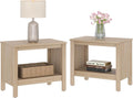 WAMPAT Nightstand Set of 2, Small Square End Tables for Living Room, 2-Tier Kids Bedside Table with Storage and Open Wood Shelf, 20 Inch Modern Side Table for Bedroom,Office,Oak