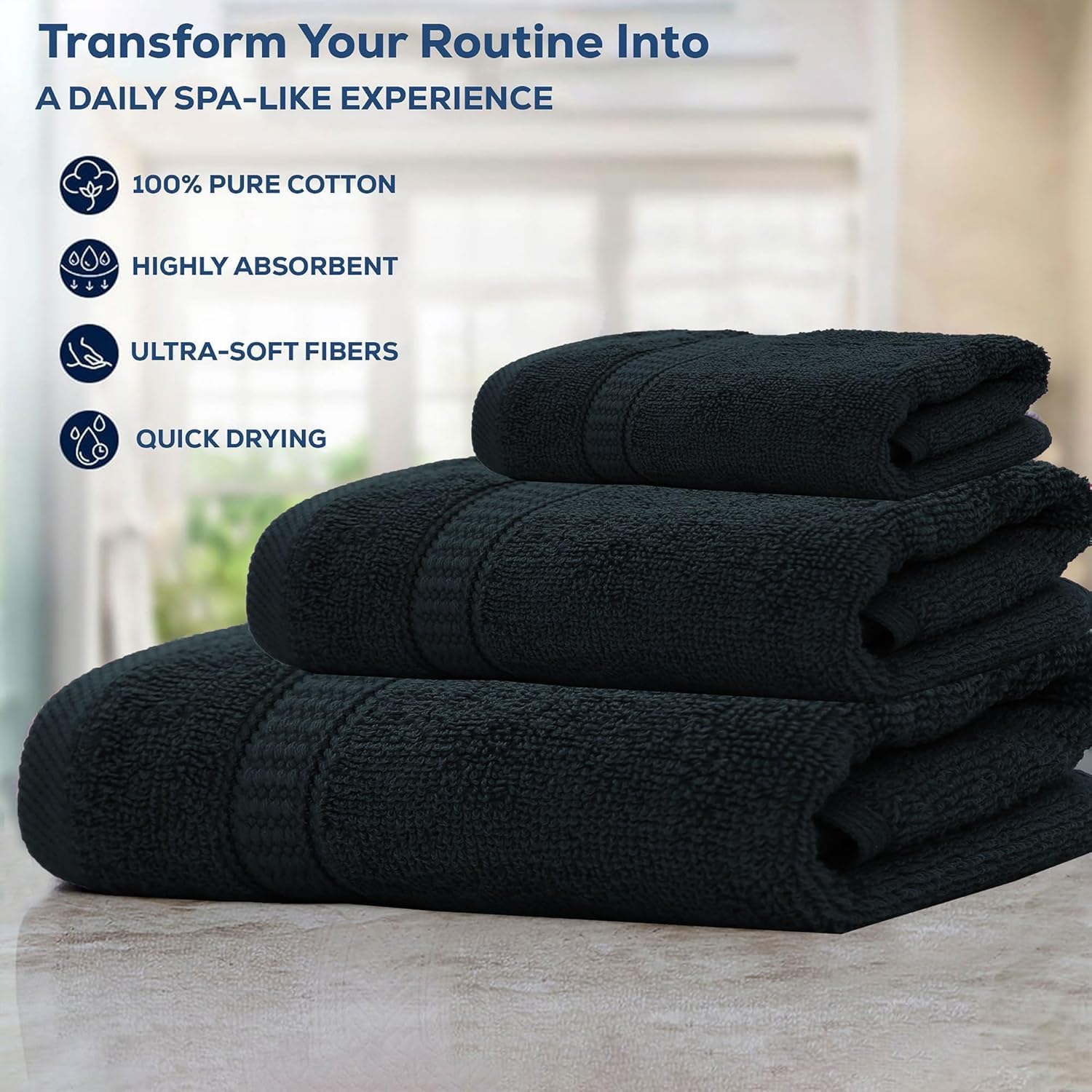 GOLD TEXTILES Premium Bath Towels Set (Pack of 24,27 x 54) 100% Ring-Spun Cotton Bathroom Towels for Hotel, Spa, Soft and Absorbent (27 x 54, Grey - 24 Pcs)