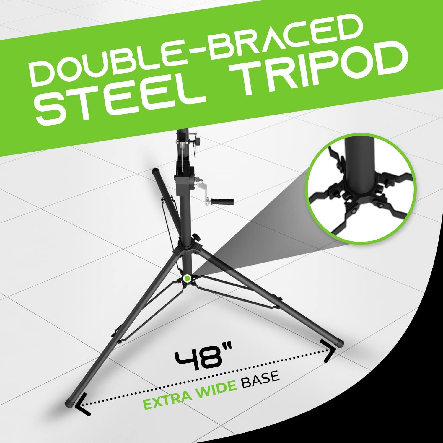 GEARit LED Light Stand With 5 Ft. T-Bar for 6 PAR Lights, Hand Crank, Heavy-Duty Tripod With Metal Joint, Pro-Grade Portable Design for DJ Lighting, Bands, Venues and Stages