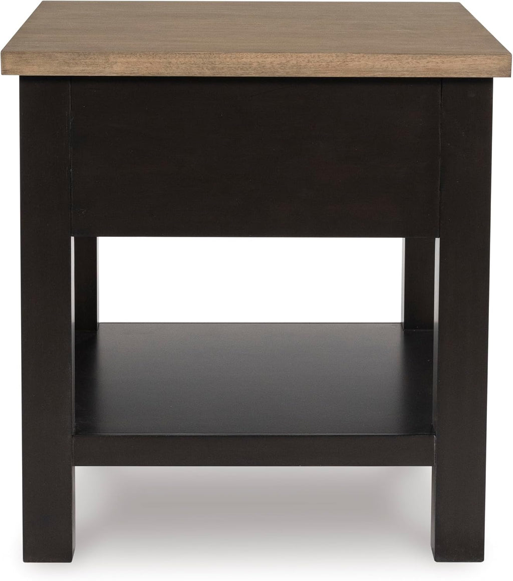 Signature Design by Ashley Drazmine Casual End Table with 1 Lower Shelf, Light Brown & Black
