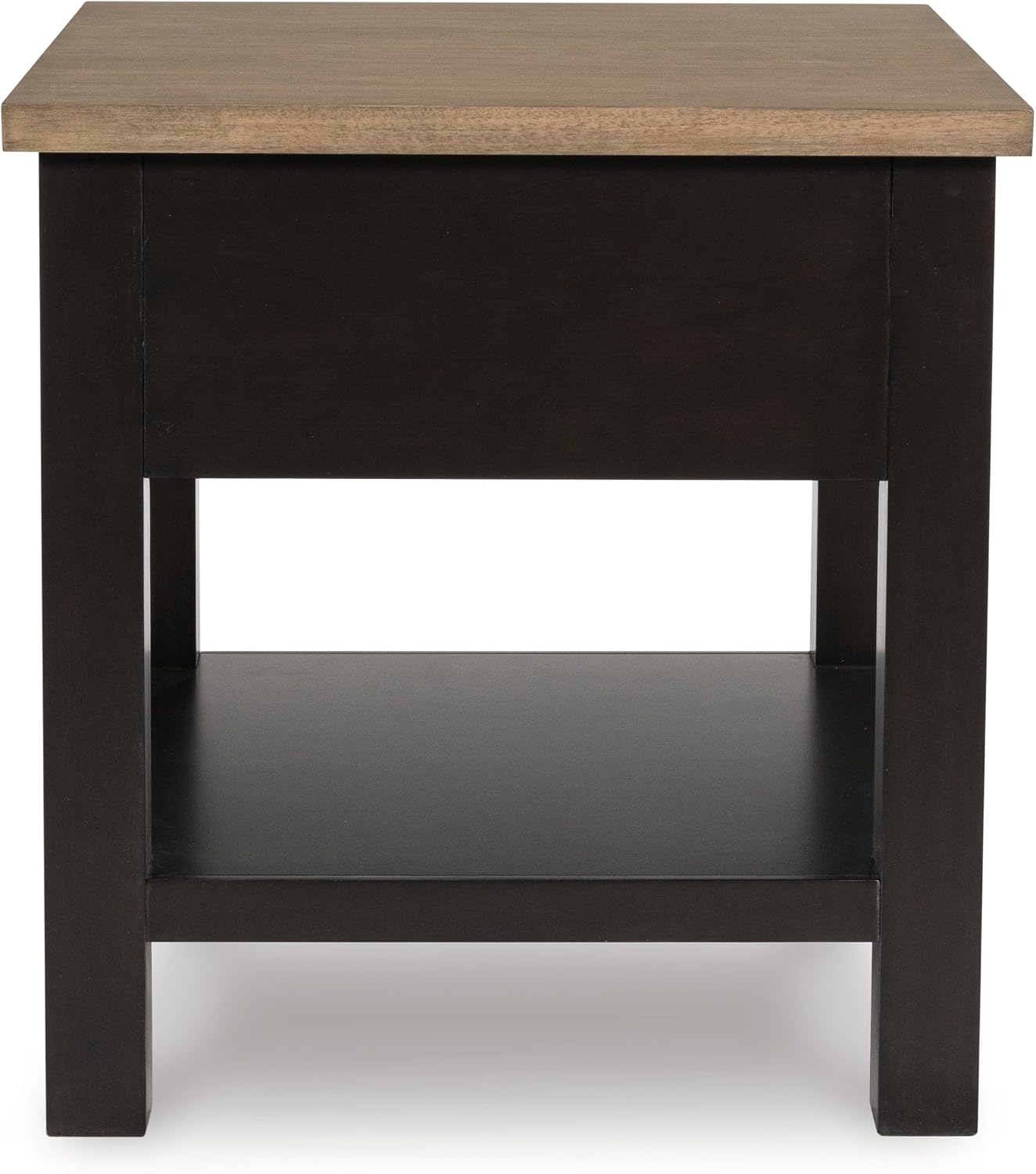 Signature Design by Ashley Drazmine Casual End Table with 1 Lower Shelf, Light Brown & Black
