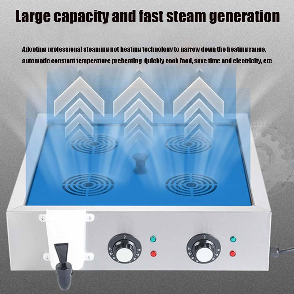 Automatic Temperature Control Electric Bun Steamer, 2/4/6 Hole Commercial Stainless Steel Restaurant Steamer Save Time and Energy Suitable for Fast Food Restaurants
