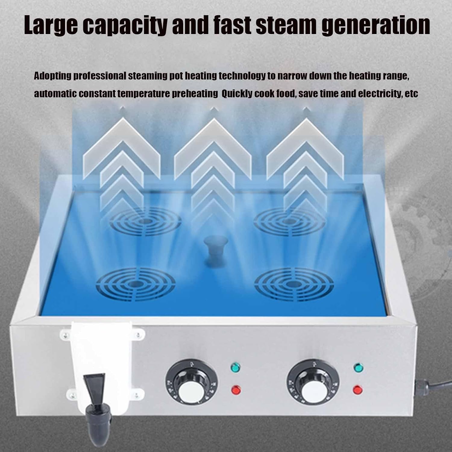 Automatic Temperature Control Electric Bun Steamer, 2/4/6 Hole Commercial Stainless Steel Restaurant Steamer Save Time and Energy Suitable for Fast Food Restaurants
