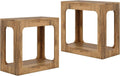 Giantex Set of 2 Narrow End Side Table - 2-Tier Farmhouse Night Stand w/Open Storage Shelf, Arch Design, Accent Bedside Nightstand for Bedroom Entryway Small Spaces, Wood End Tables Living Room, Oak