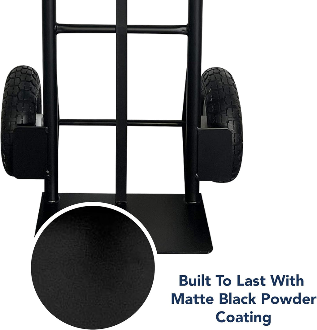 Olympia Tools 800 Lb Steel Convertible Hand Truck with 10' Pneumatic Wheels for Home and Office Use