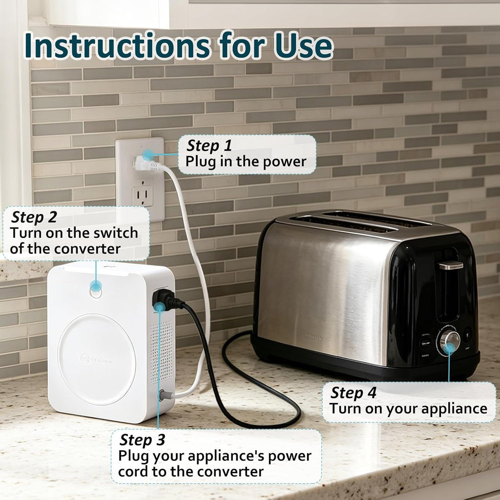 uyoyous 3000W Step Up Transformer 110v to 220v Converter Heavy Duty Power Converter 110 to 220 Step Up Voltage Converter for Hair Dryers, Kitchen Appliances & European Asian Devices Use in US