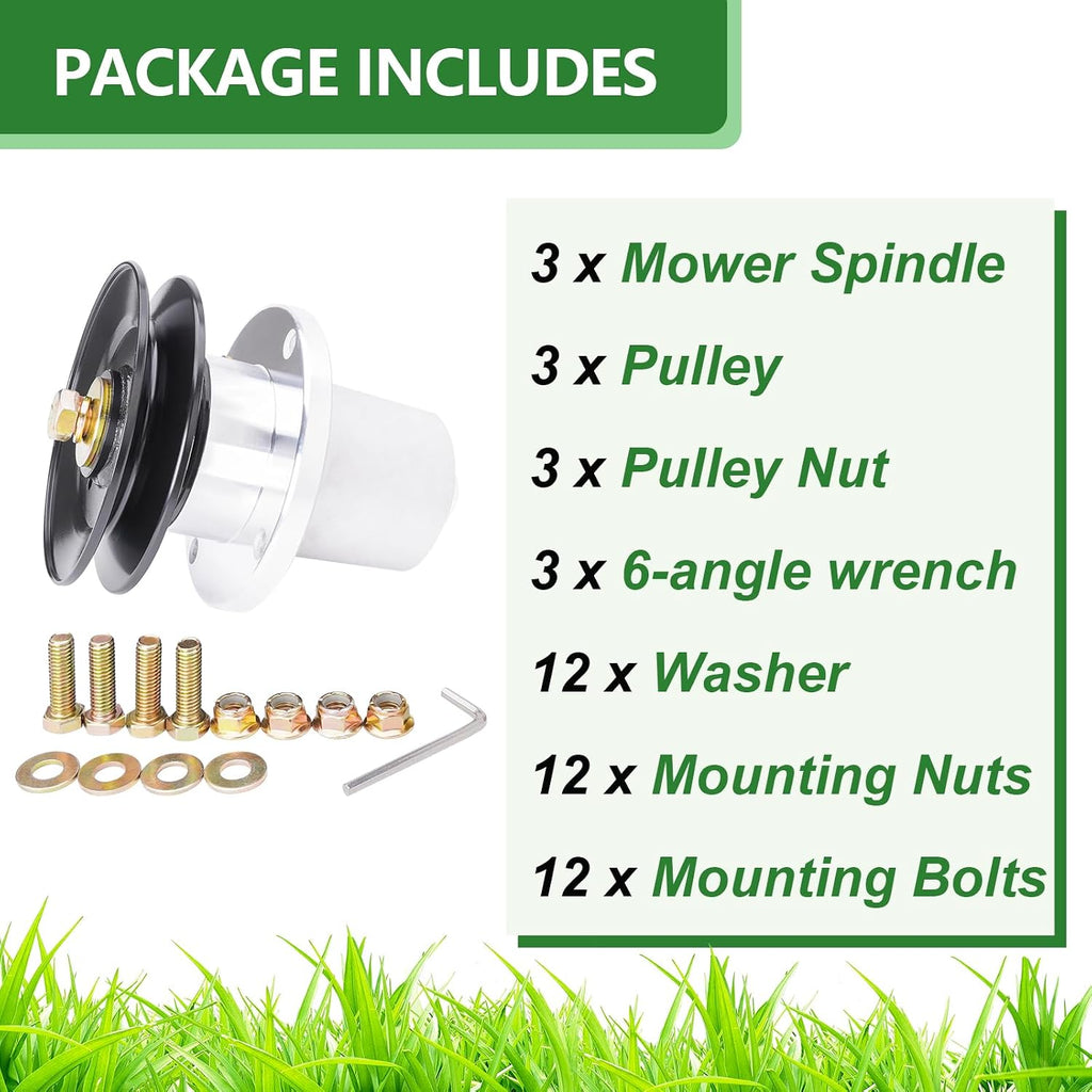 037-2000-00 Bad Boy Spindle Assembly 037-2050-00 with 033-4820-00 Pulley Fit for Bad Bo y MZ, MZ Magnum 42 48 inch Deck Mower (3 Pack)