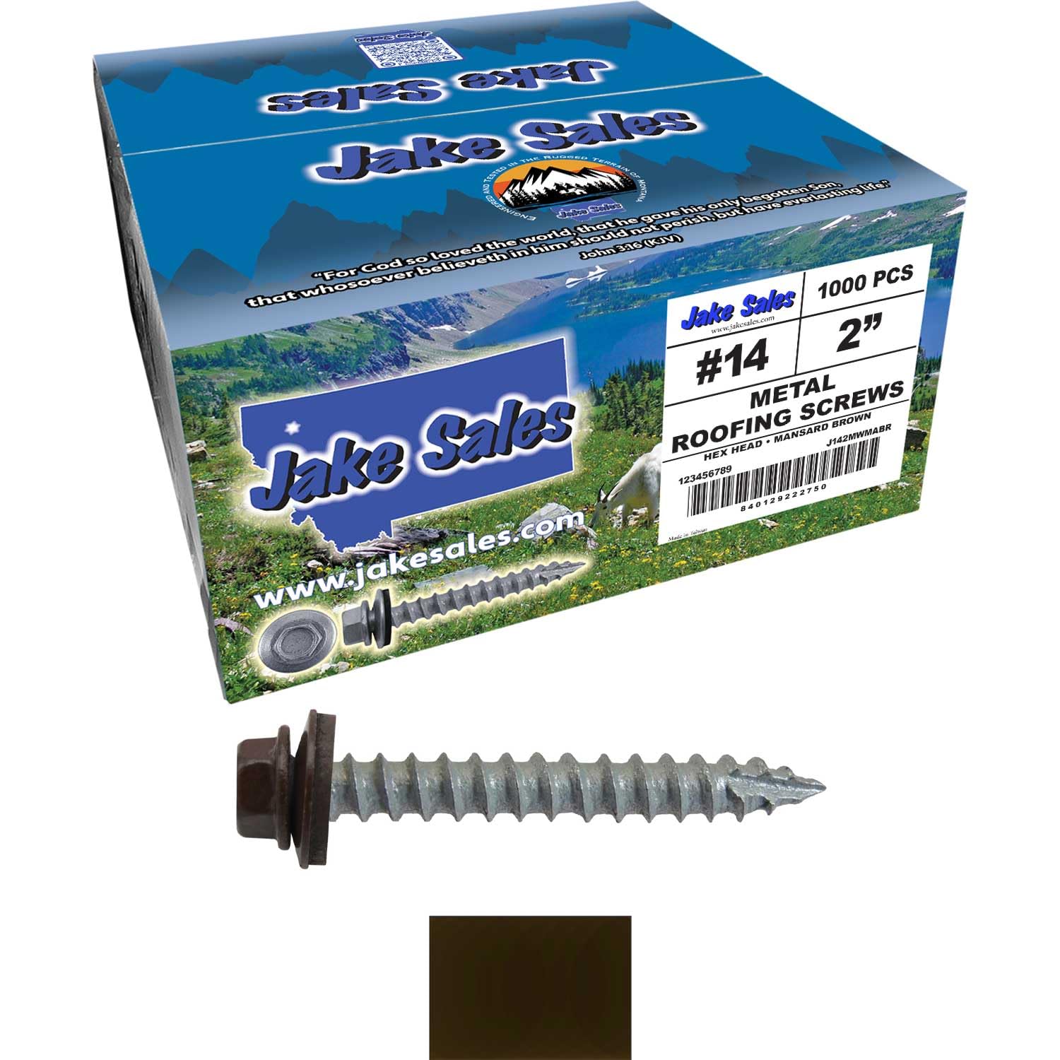 14x2 Metal Roofing Screws (Mansard Brown) (14X2 MRS CASE)