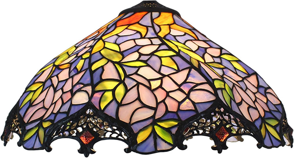 Tiffany Wisteria Lamp Shade 16 Inch Wide Accessories Replacement Only Pink Blue Stained Glass Lampshades Vintage Handmade Light Cover for Table Lamp Pendant Light Floor Lamp Ceiling Fixture