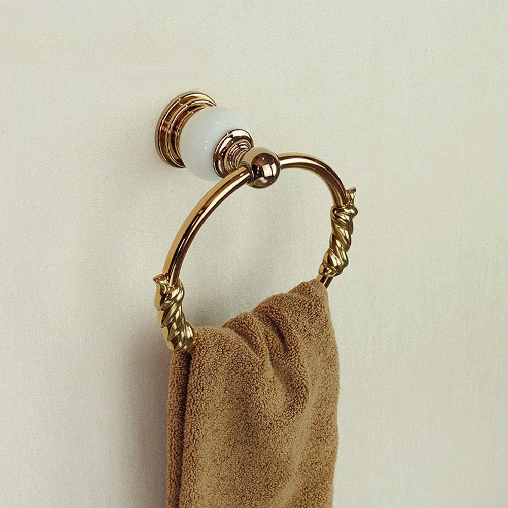Towel Racks Bath Towel Ring Holder Wall Mounted Bathroom Brass Towel with Beautiful Jade Inlay,for Bathroom Storage