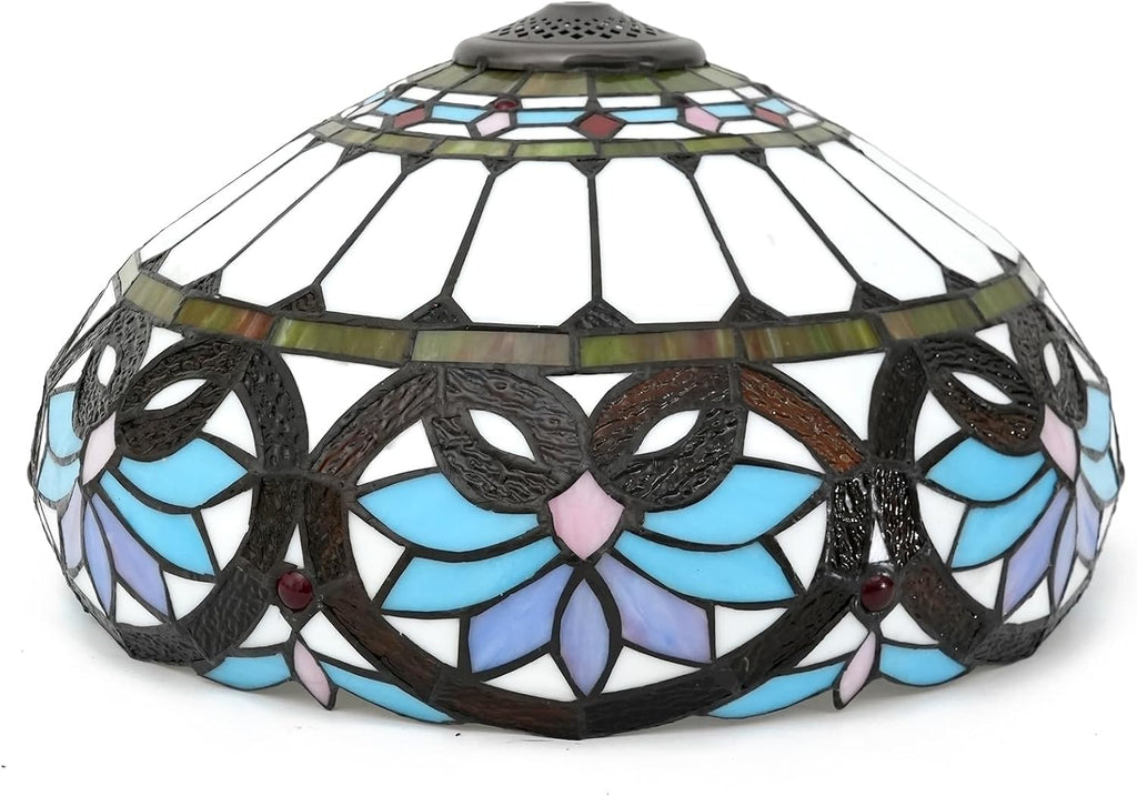 Lamp Shade Replacement 16 Inch Blue Heart Stained Glass Ceiling Light Large Vintage Art Deco For Table Lamps Floor Pendant