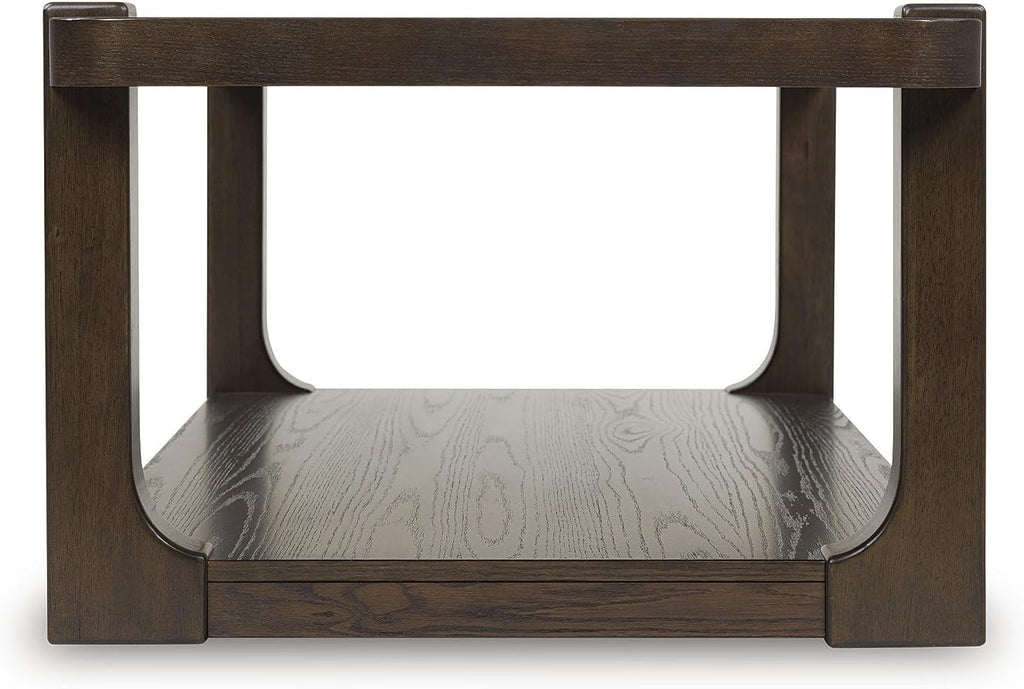 Signature Design by Ashley Breckington Contemporary Coffee Table with Lower Shelf and Casters, Dark Brown