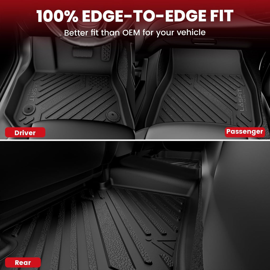 LASFIT Floor Mats for Honda Accord Sedan 2012 2011 2010 2009 2008, All Weather Custom Fit TPE Floor Liners 1st & 2nd Row, Black (Not for Coupe)