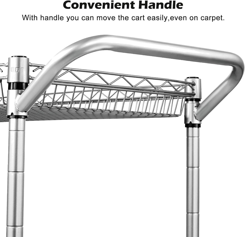 WDT Heavy Duty 2 Tier Rolling Cart, NSF Listed, 660Lbs Capacity, Commercial Grade Metal, 35.63'x18.1'x33.93'