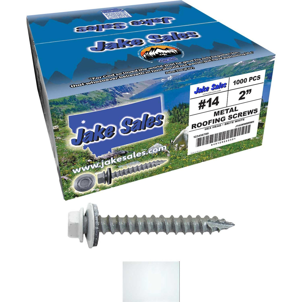 14x2 Metal Roofing Screws (Brite White) (14X2 MRS CASE)