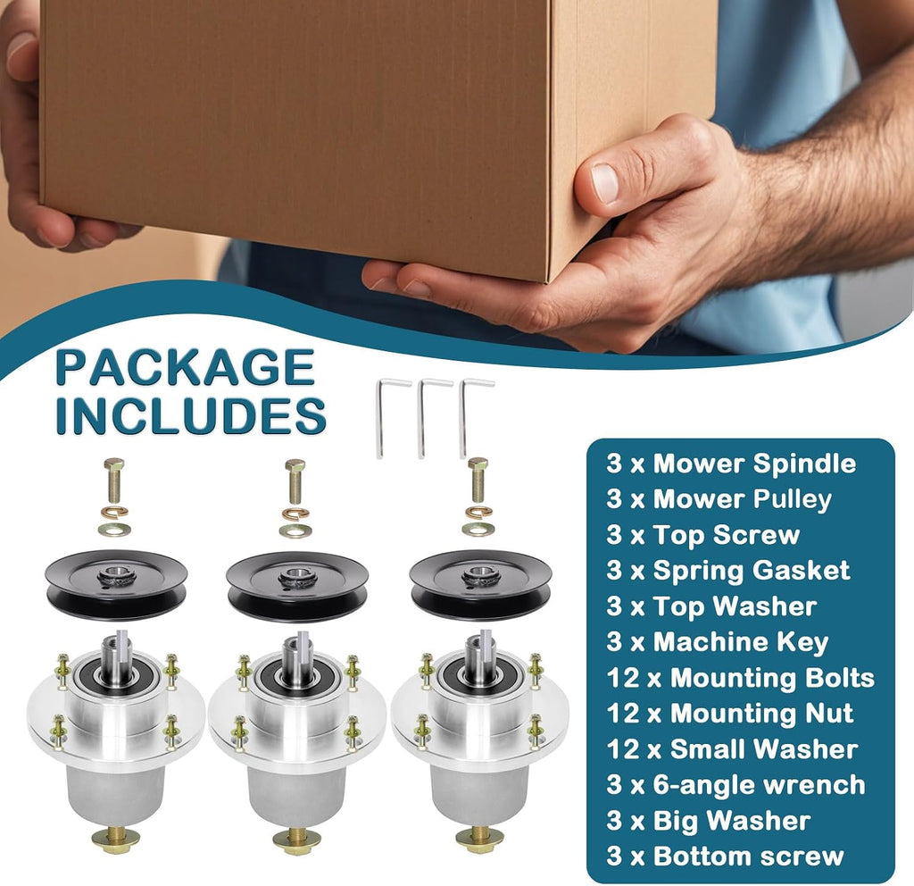 42' 48' Deck Spindle Assembly (037-2050-00 037-2000-00) Pulley (033-4820-00) Fits Bad Boy MZ Mag num MZ Zero Turn Mower (3 Pack)