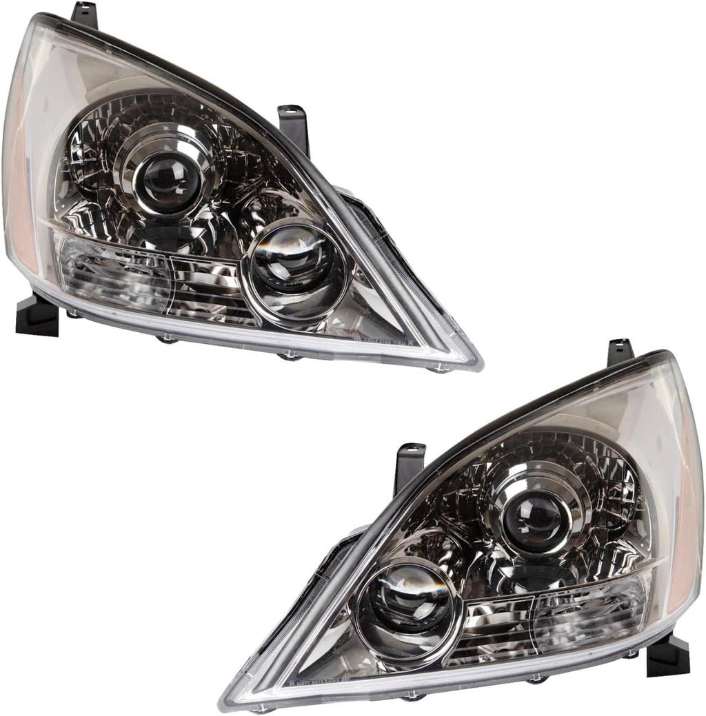 TRQ Driver and Passenger Side Headlight Assembly Set Compatible with 05-09 Lexus GX470 Sport Package Halogen Only