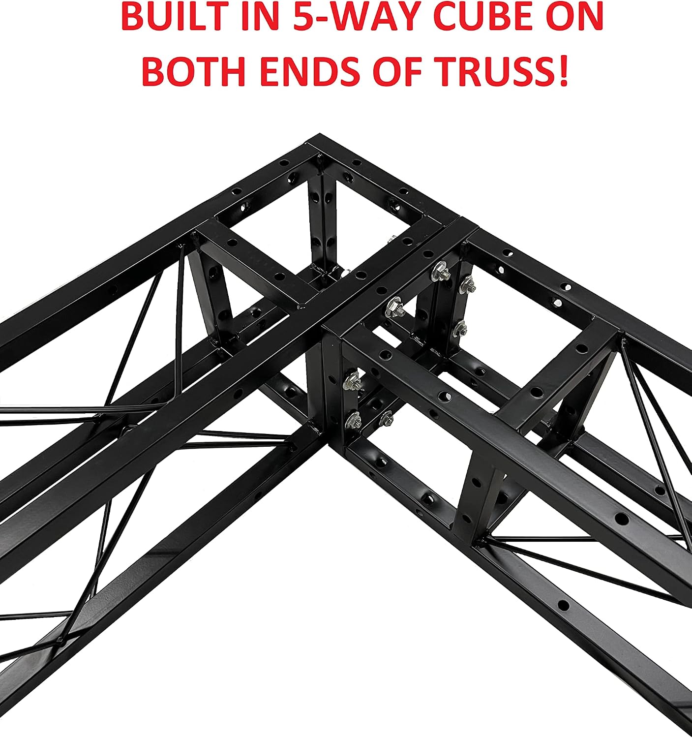 Two 10' Crank Up Stands with 20 ft Span Square Black Box Truss Segments Package