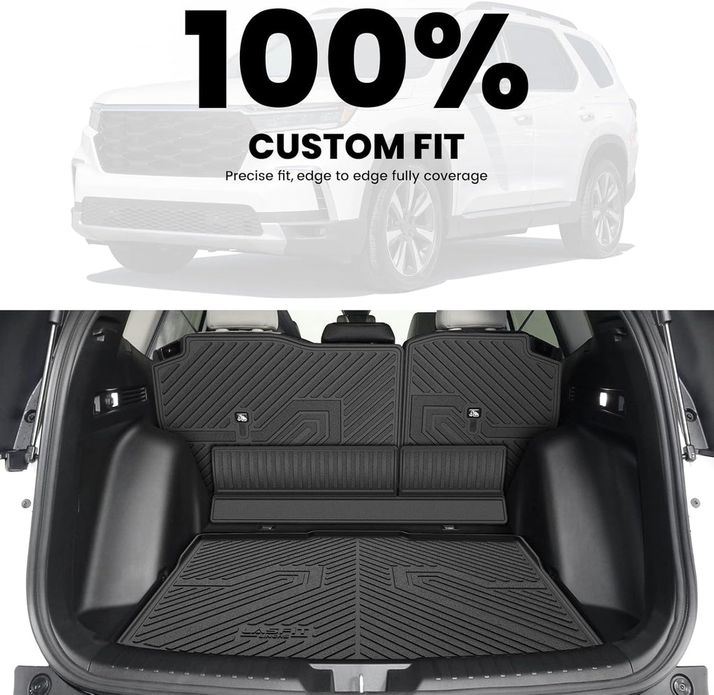 LASFIT Full Set Floor Mats for Honda CR-V 2026 2025 2024 2023 Gasoline (NOT for Hybrid), All Weather TPE Custom Fit Floor Liners 1st & 2nd Row & Seat Back Mat & Cargo Mat (Lower Position)