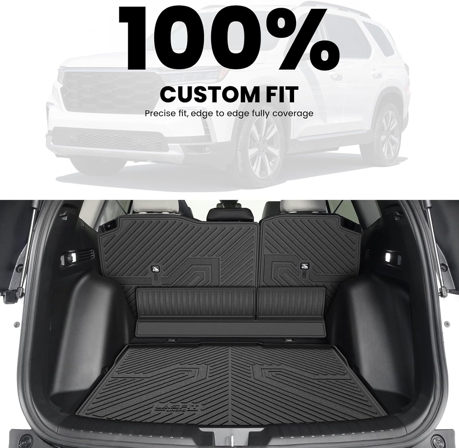 LASFIT Full Set Floor Mats for Honda CR-V 2026 2025 2024 2023 Gasoline (NOT for Hybrid), All Weather TPE Custom Fit Floor Liners 1st & 2nd Row & Seat Back Mat & Cargo Mat (Lower Position)