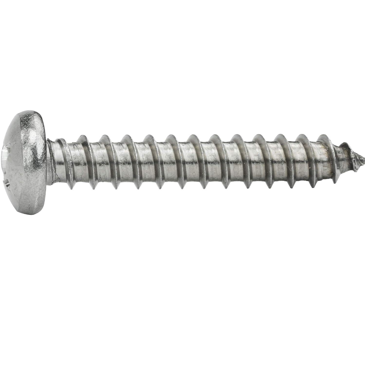#10 x 2 Pan Head Sheet Metal Screws, Stainless Steel 18-8, Full Thread, Bright Finish, Self-Tapping, Quantity 2500 By Fastenere