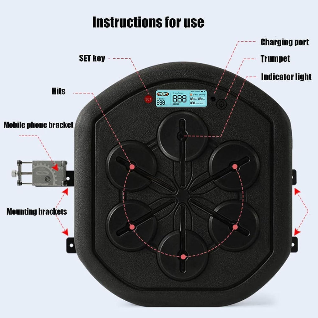 Music Boxing Machine, Smart Boxinghine with Lights and Music, Boxing Exercise Wall Target Portable Wall-Mounted Indoor Fitness Training Boxing Mat for Children and Adults