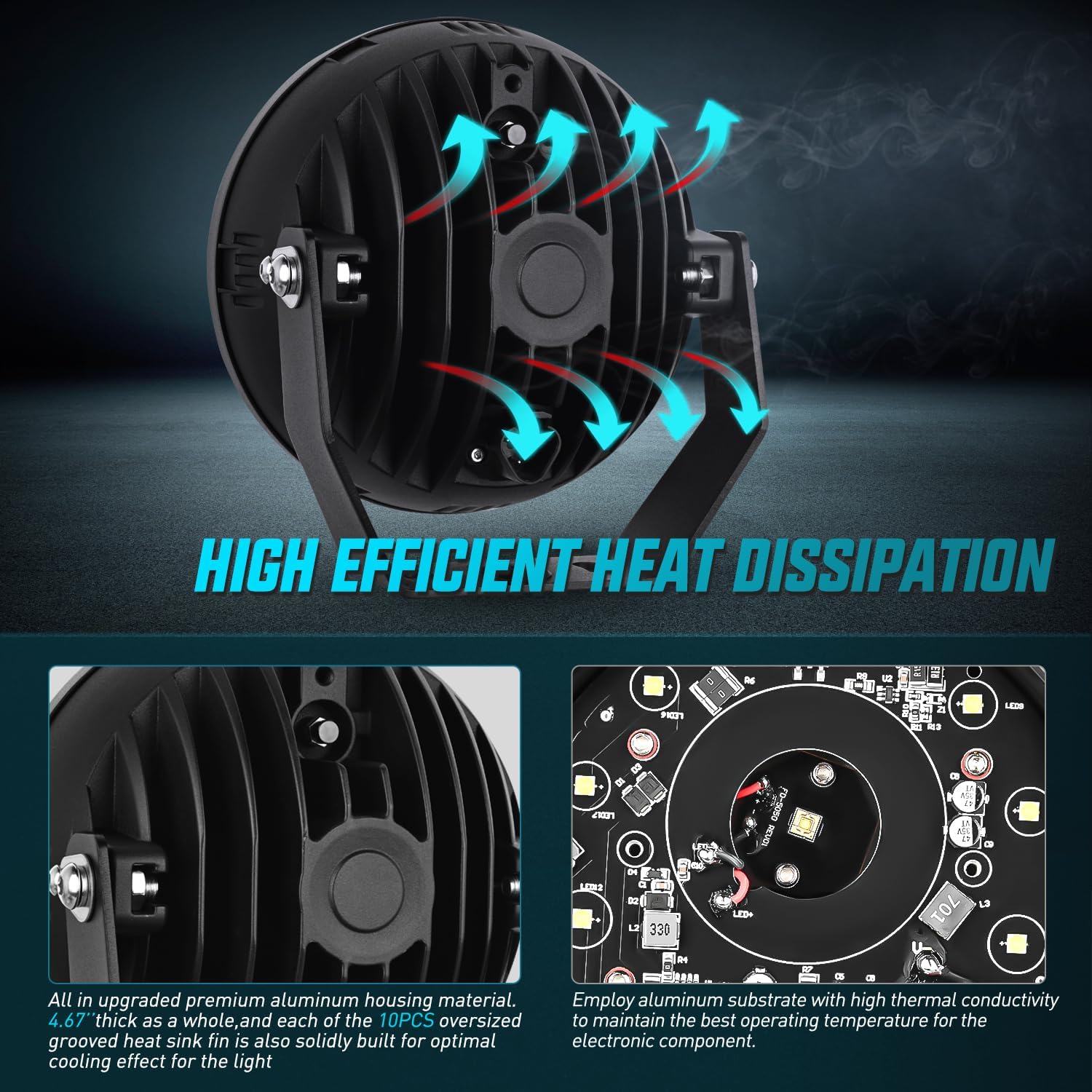 Nilight 9 Inch LED Offroad Driving Lights with DRL 2 PCS 160 W Round Hyper Spot Beam Offroad Light w/ 12 AWG DT Connector Wiring Harness Kit for Jeep Truck ATV UTV SUV