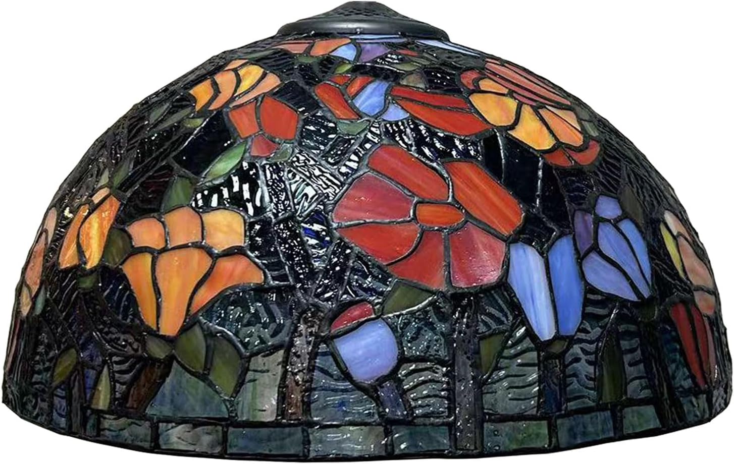 Tiffany Lamp Shade Replacement Only 16X9 Inch Stained Glass Lampshades, Vintage Red Orange Blue Flower Light Cover for Table Lamp Floor Lamp Hanging Pendant lamp Ceiling Light