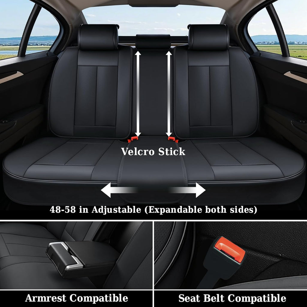 Coverado Dog Car Seat Cover for Back Seat Cover, Black Rear Car Seat Covers, 3-Pieces Waterproof Car Seat Cushion, Car Seat Protector, Leather Seat Cover Seat Protector Universal Fit Most Cars