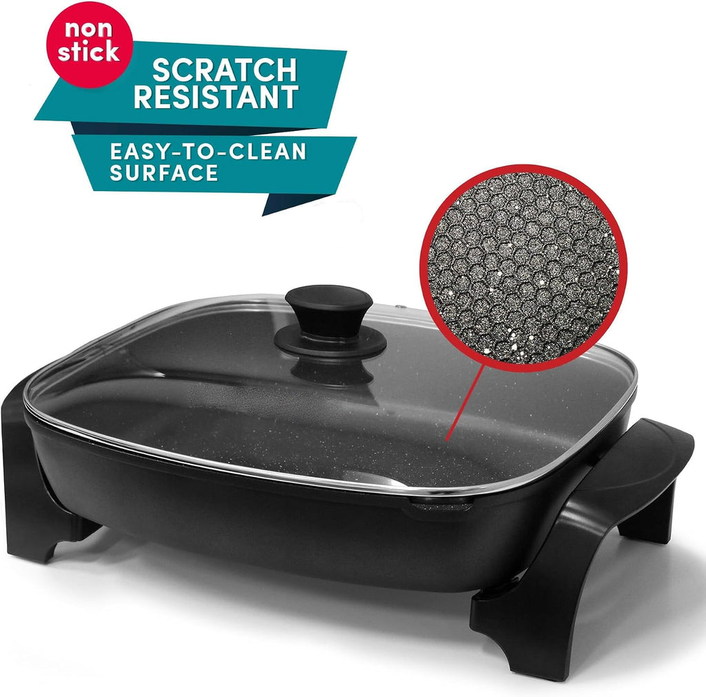 10.5-Quart Jumbo Electric Skillet with Easy-Pour Spout, Black - Versatile Cooking Made Easy