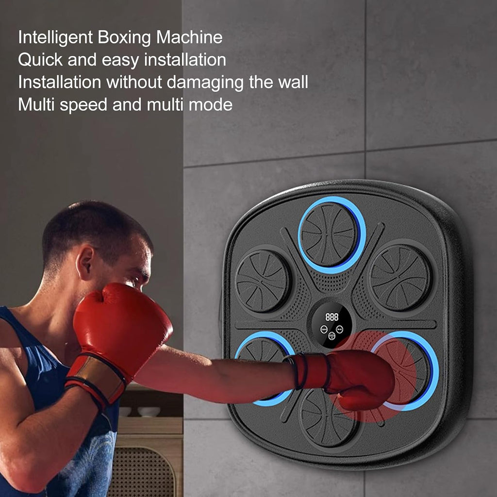 Music Boxing Machine Wall Mounted Music Boxing Target with Gloves Smart Electronic Home Training Machine Boxing and Punching Equipment for Adults Kids Ma