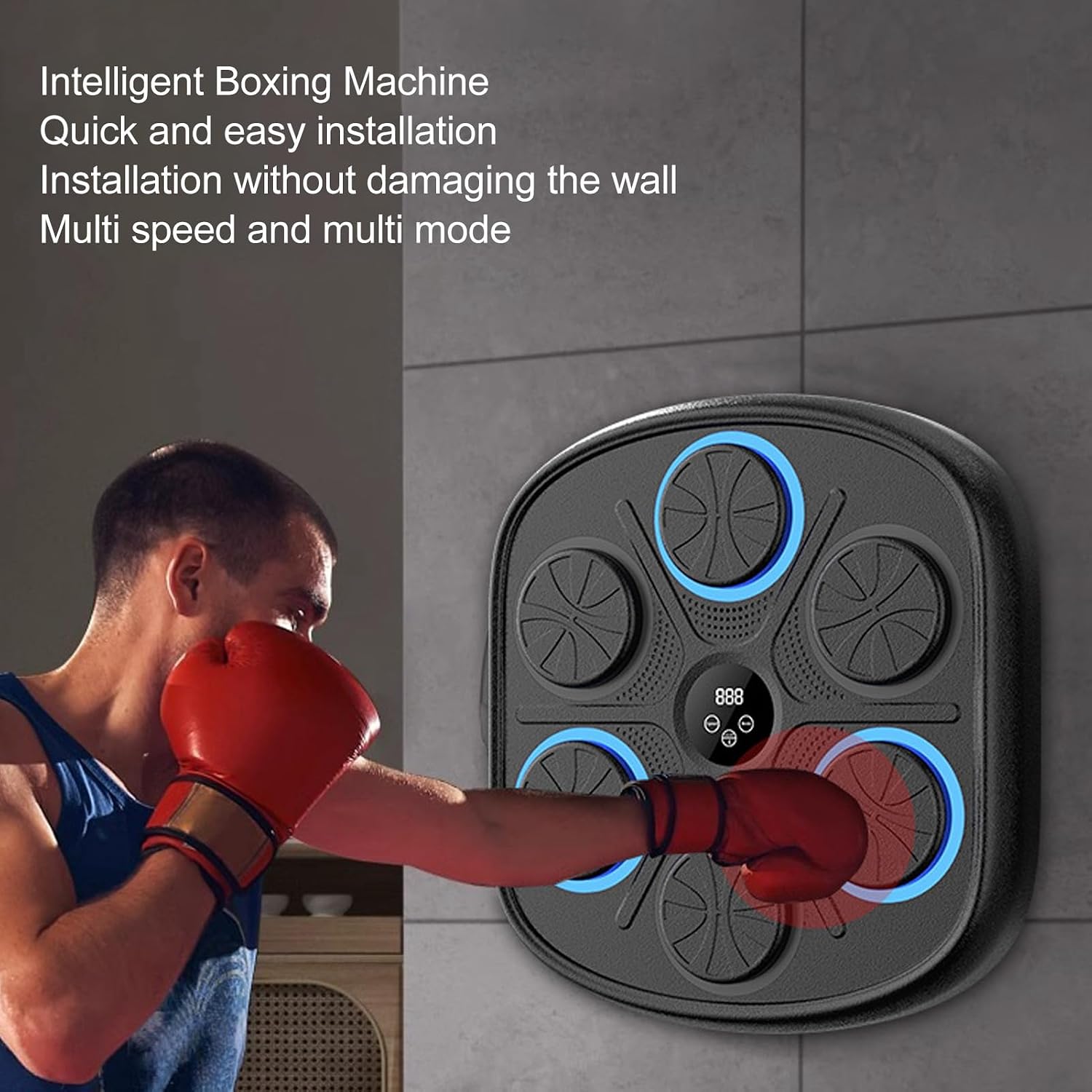 Music Boxing Machine Wall Mounted Music Boxing Target with Gloves Smart Electronic Home Training Machine Boxing and Punching Equipment for Adults Kids Ma
