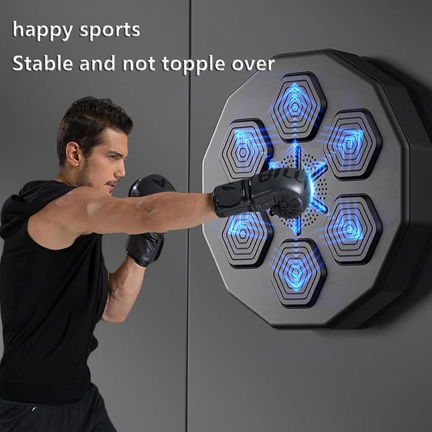 Music Boxing Machine, Smart Boxing Training Gym Equipment Punching Machine, Wall Mount Electronic Boxing Trainer Pad for Home Workout Stress Relief