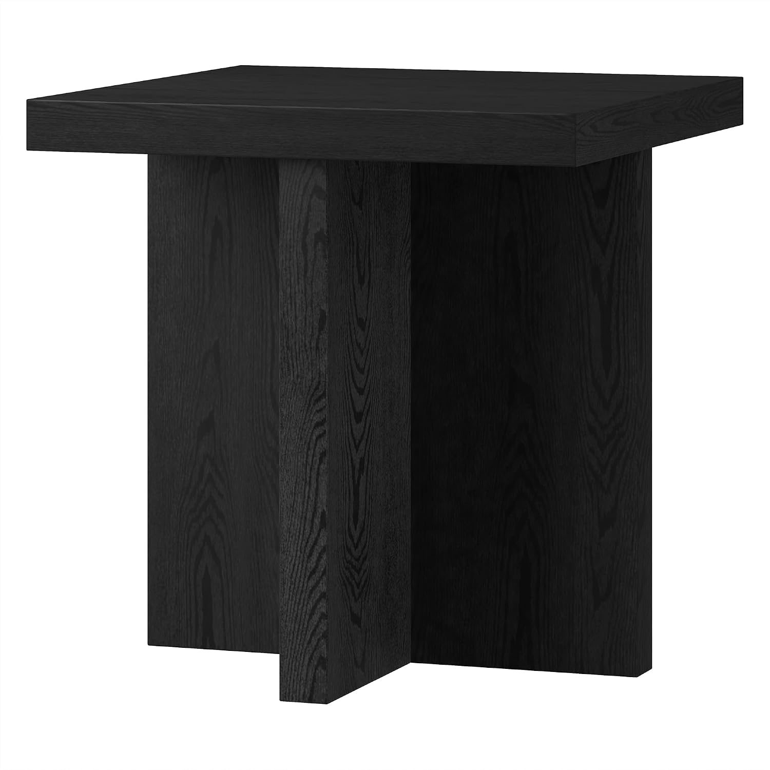 Henn&Hart 22' Scandinavian Square Wooden End Table, Side Table, Nightstand with X-Base for Living Room, Office, Family Room, or Bedroom, Natural Black
