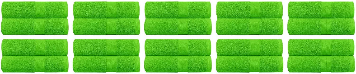 BY LORA 20-Pack Oversized Bath Sheets, Terry Cotton Hotel Large Towels, Lime Green