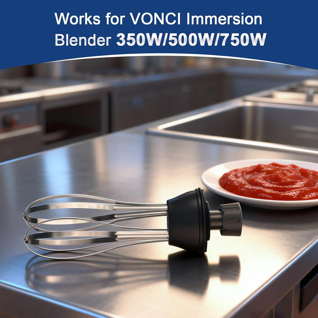 VONCI 10inch Detachable Whisk Attachment. 350W, 500W & 750W Commercial Immersion Blender Compatible.