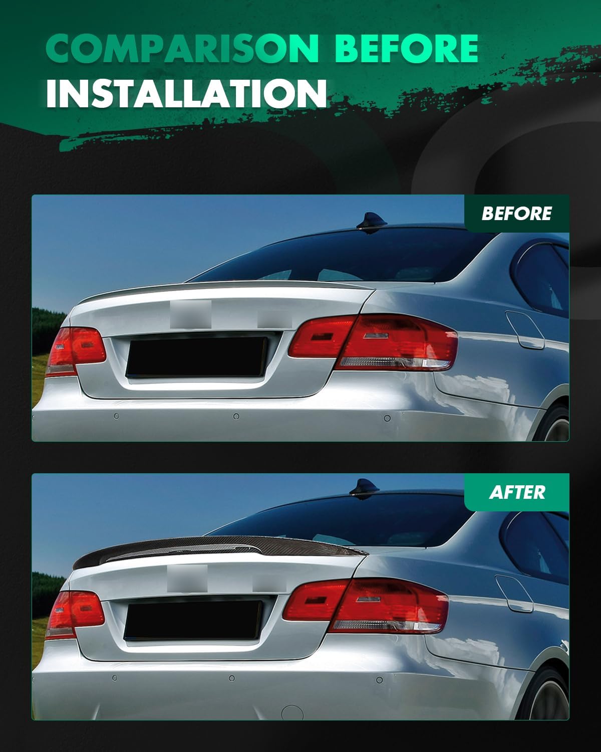 SCITOO Carbon Fiber Rear Spoiler Wing 2007-2013 fits for 2007-2013 for BMW 335xi/ 328xi/ 328i/ 328i Drive/ 335i/ 335i xDrive/ 335is/ M3