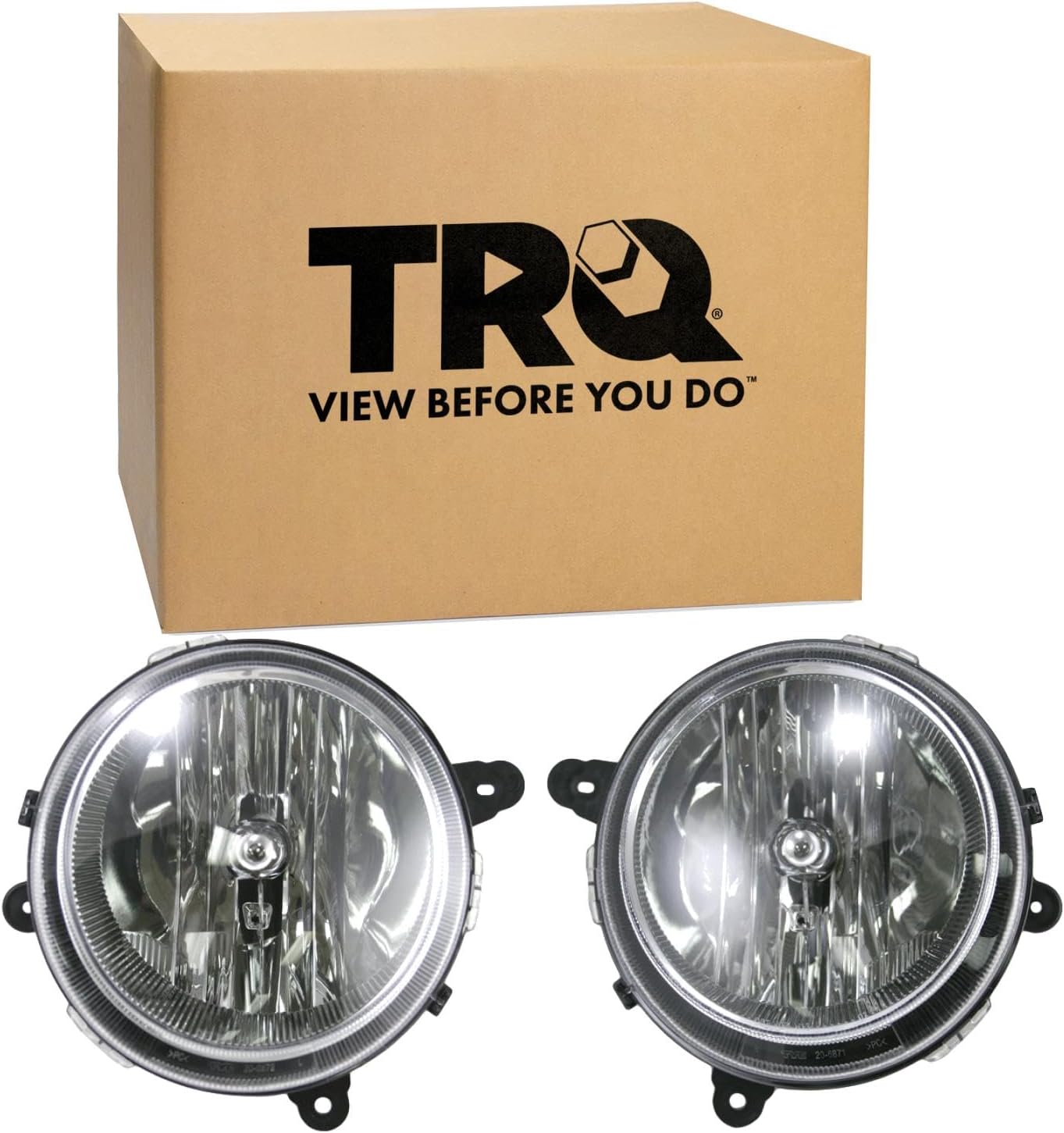 TRQ Driver and Passenger Side Headlight Assembly Set Compatible with 2007–2010 Jeep Compass without Automatic Leveling Headlights 2007–2017 Jeep Patriot without Automatic Leveling Headlights