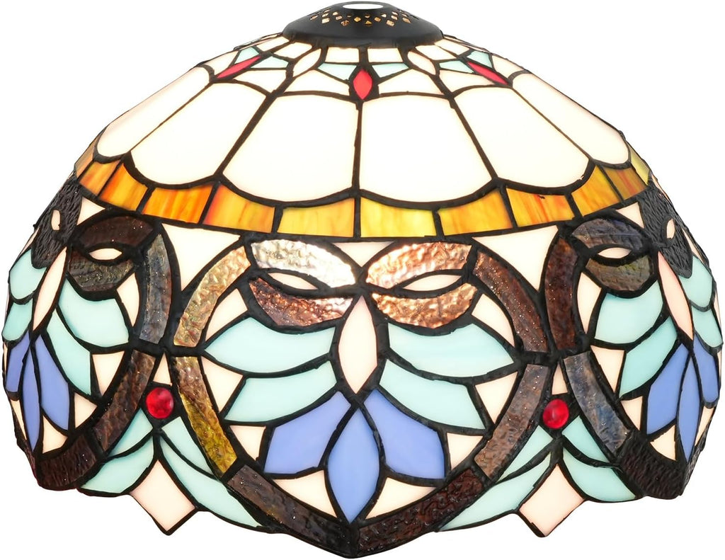 Tiffany Style Lamp Shade, 12 Inch Blue Love Heart Stained Glass Lamp Shade Replacement Pastoral Lamp Cover Accessories Fit for Table Lamp Pendant Light Ceiling Light