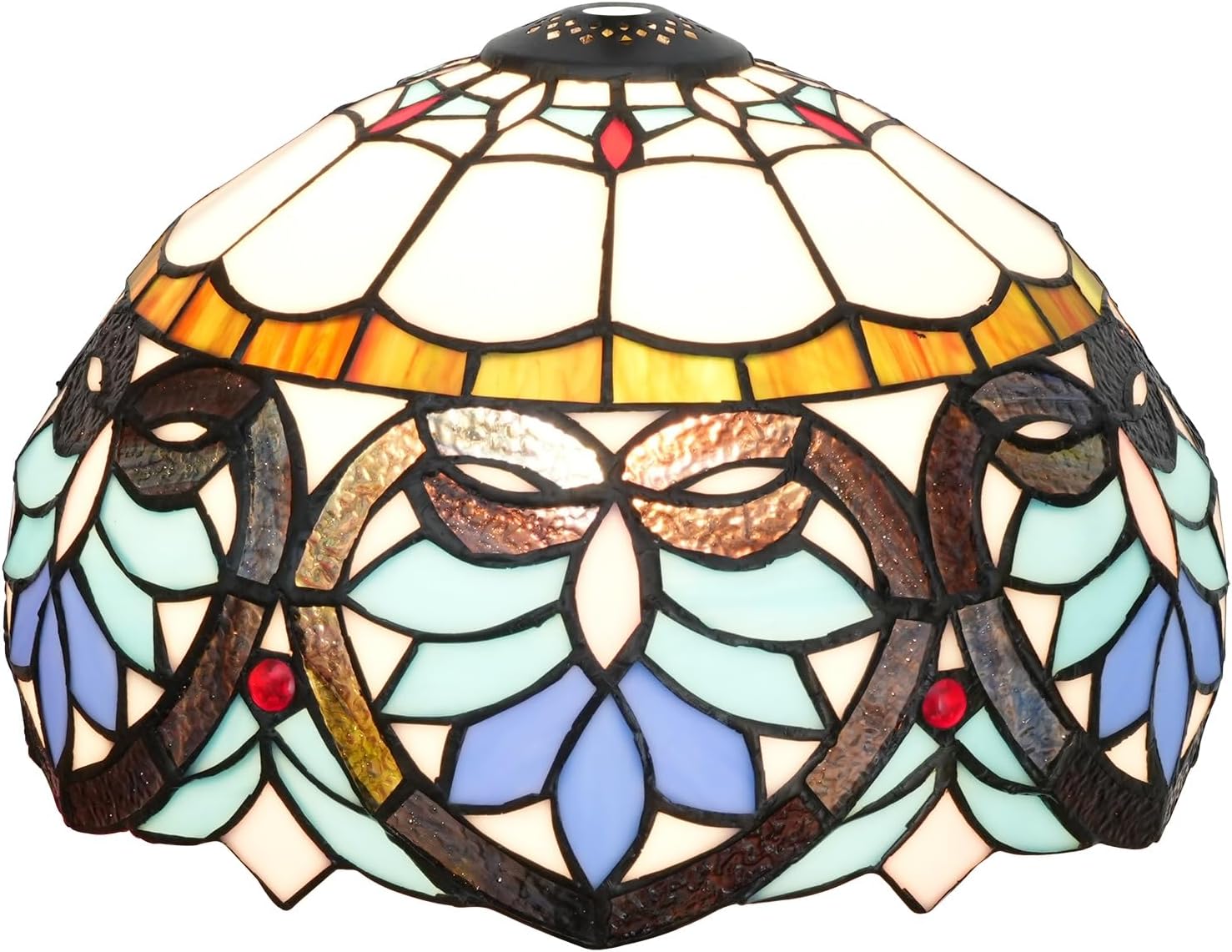 Tiffany Style Lamp Shade, 12 Inch Blue Love Heart Stained Glass Lamp Shade Replacement Pastoral Lamp Cover Accessories Fit for Table Lamp Pendant Light Ceiling Light