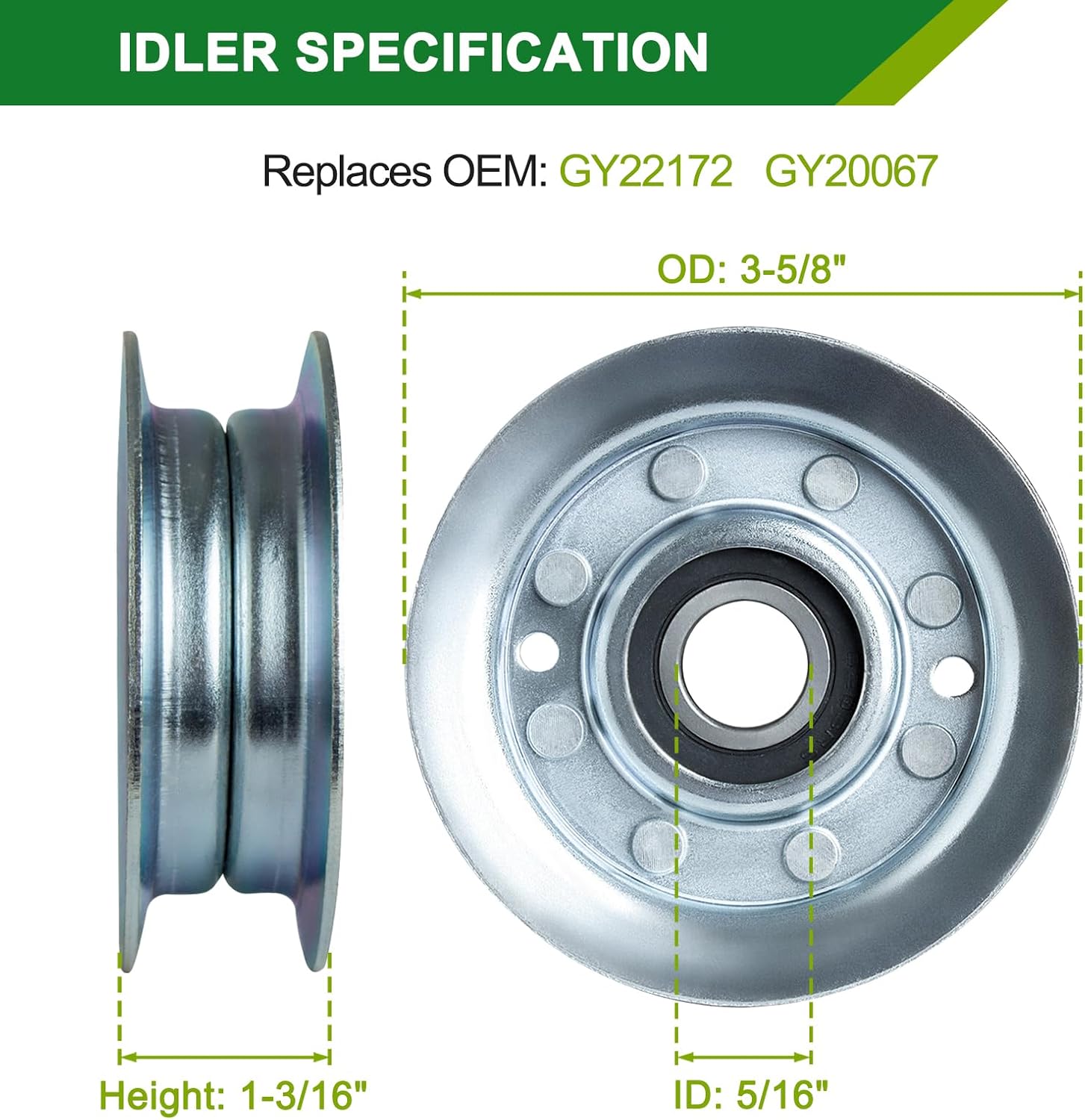 42 Inch Mower Deck Rebuild Kit - Fits John Deere D100 D105 D110 D130 LA100 LA105 LA110 LA115 LA120 LA125 LA135, Spindles(GY21098) Blades(GY20850) Idler Pulley(GY20110 GY20067 GX20367) Belt(GX20072)
