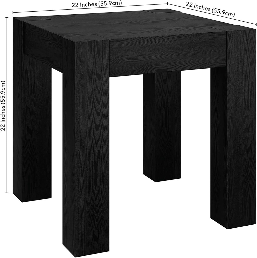 Henn&Hart 22' Modern Square Wooden End Table, Side Table, Nightstand for Living Room, Office, Family Room, or Bedroom, Natural Black