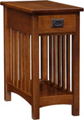 Leick Home Mission End Table, Solid Wood, 1 Storage Drawer, Bottom Display Shelf, Narrow, Slatted Sides, Easy-Assembly, Medium Oak, 22.5 in L x 12 in W x 24 in H, 8202