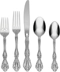 Oneida Silverware Set, Michelangelo 45 Piece Fine Flatware Set, Service For 8, 18/10 Stainless Steel, Dishwasher Safe, Flatware Cutlery Sets, Utensils, Knives Spoons and Forks, Home(Silver, 45 Pieces)