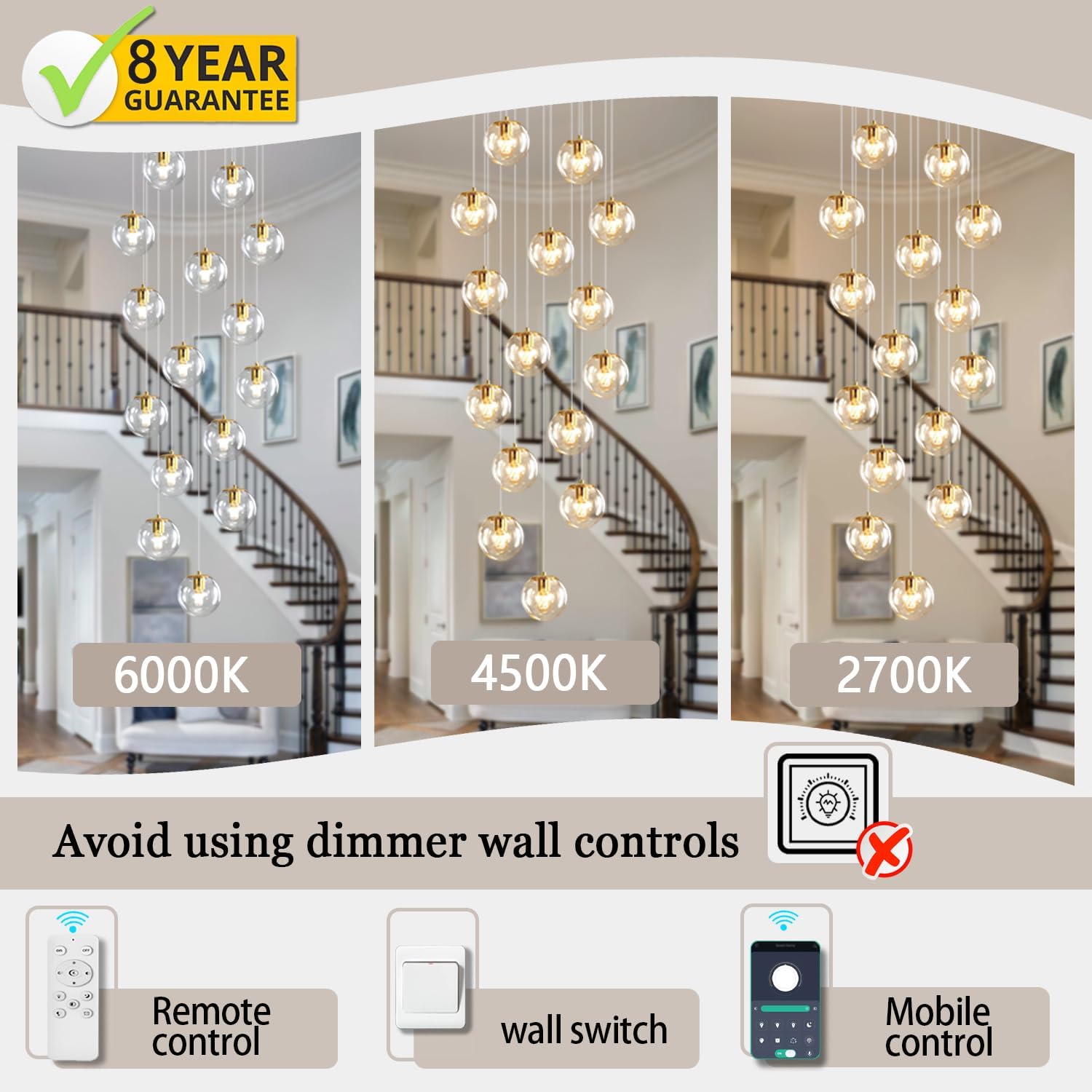 ykolupty 15-Light Gold Chandelier with Globe Glass Dimmable Ceiling Light Glass Pendant Light for Kitchen Island, Dining Room, Living Room, Entry Hallway, LED Bulbs Included