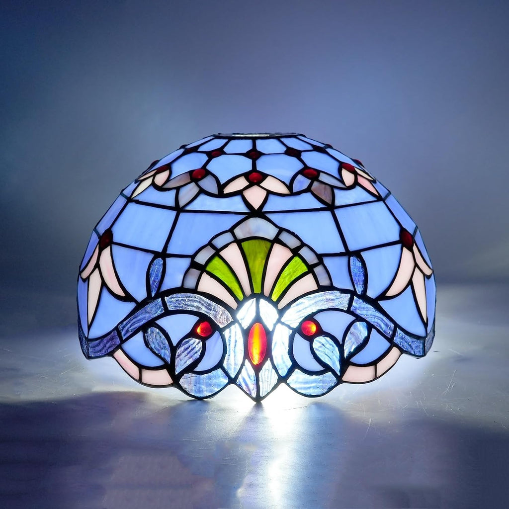 Lamp Shade Replacement Only 12 Inch Small Stained Glass Ceiling Light Blue Baroque Vintage Art Deco For Pendant Wall Floor Lamps