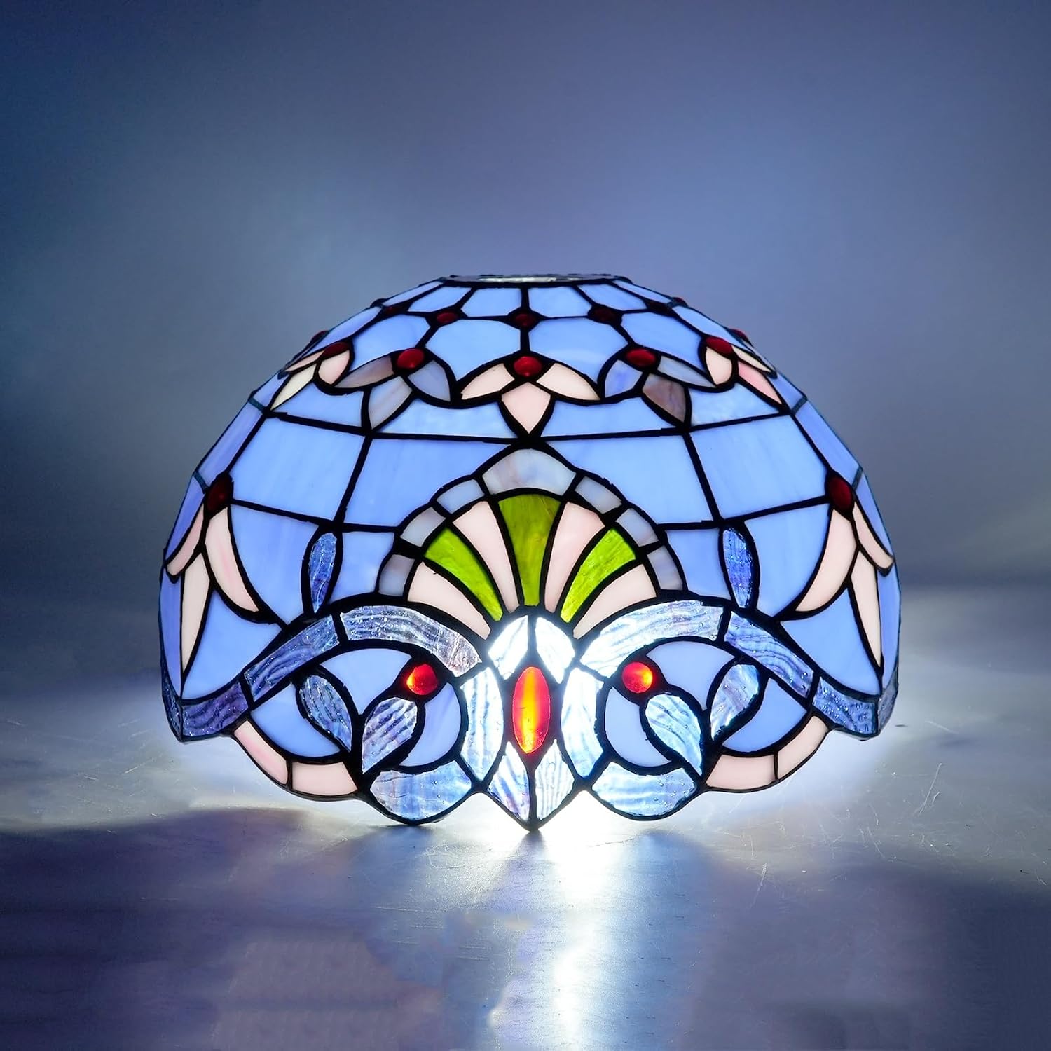 Lamp Shade Replacement Only 12 Inch Small Stained Glass Ceiling Light Blue Baroque Vintage Art Deco For Pendant Wall Floor Lamps