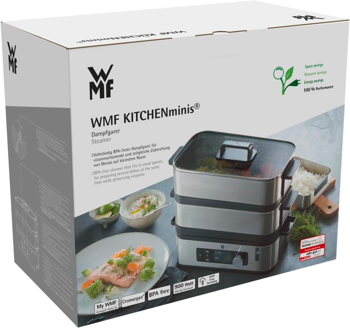 WMF 415090011 Vitalis E Steamer Steel, Black, Silver