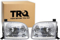 TRQ Driver and Passenger Side Headlight Assembly Set Compatible with 01-04 Toyota Sequoia 04 Toyota Tundra Crew Cab